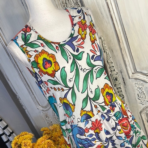 Floral Sleeveless Vacation  Maxi Dress Birds Graphic Cool Cotton. - Picture 2 of 9